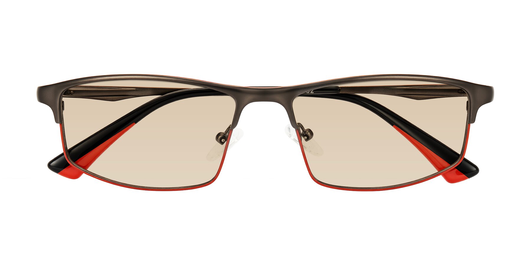 Folded Front of Monnow in Gray/Red with Light Brown Tinted Lenses