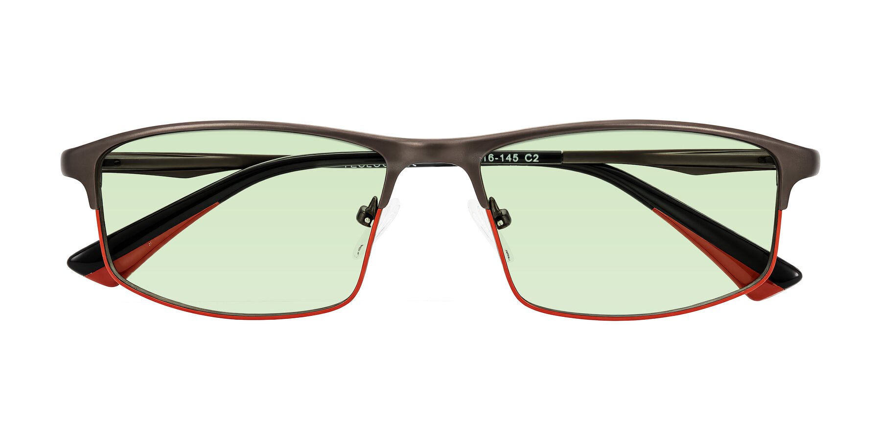 Folded Front of Monnow in Gray/Red with Light Green Tinted Lenses