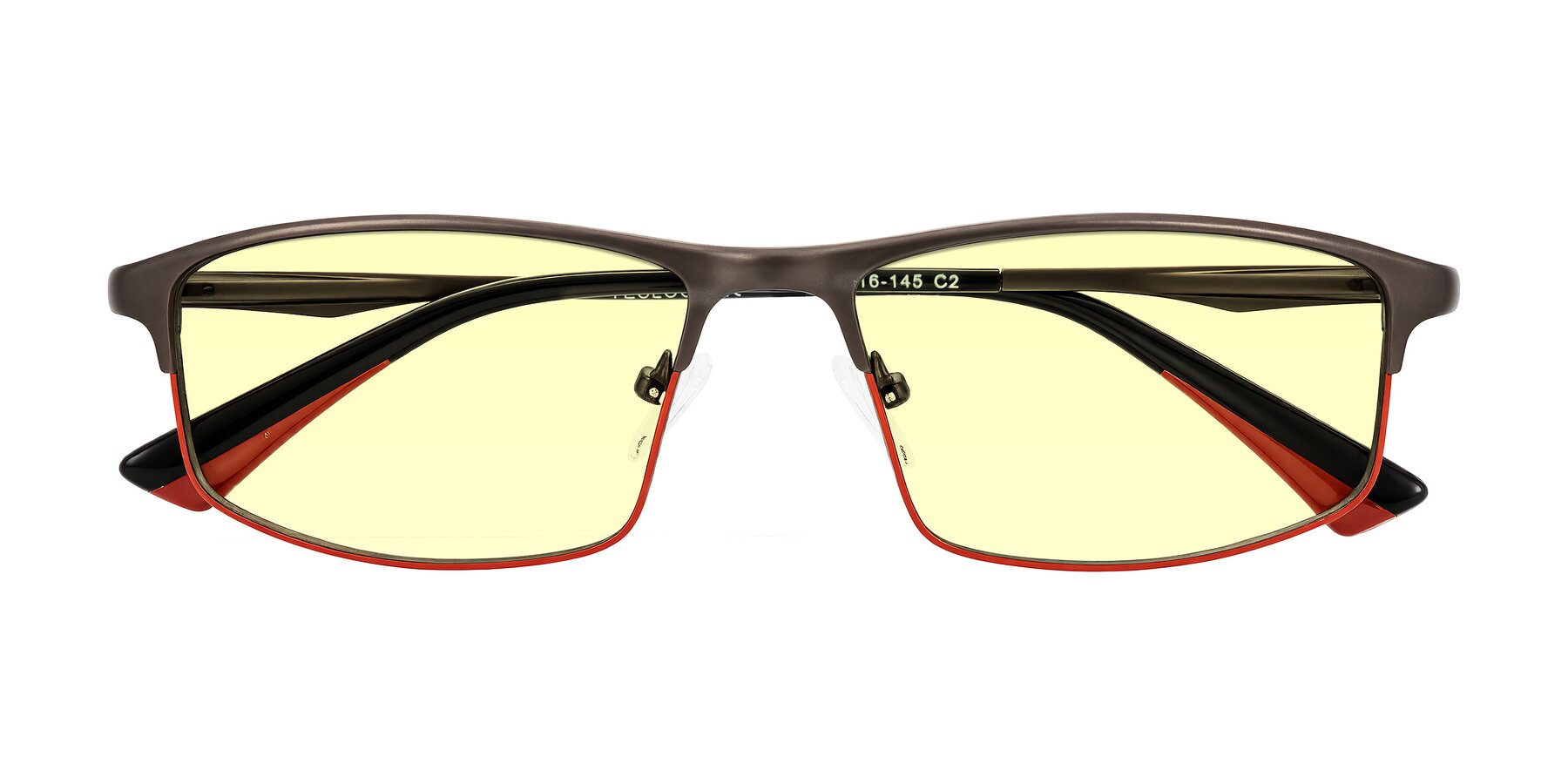 Folded Front of Monnow in Gray/Red with Light Yellow Tinted Lenses