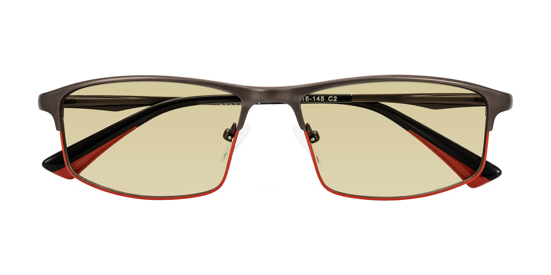 Folded Front of Monnow in Gray/Red with Light Champagne Tinted Lenses