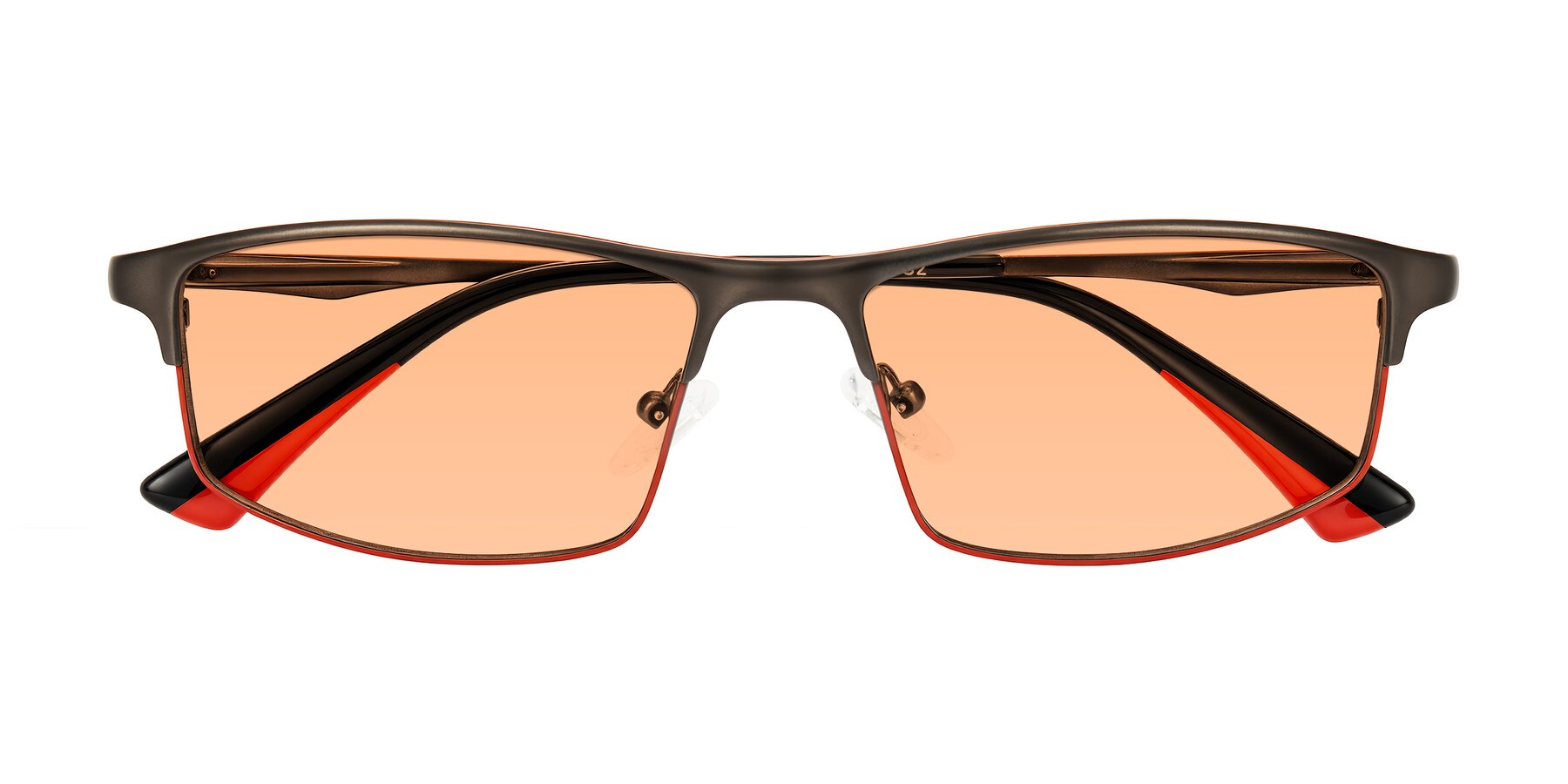 Folded Front of Monnow in Gray/Red with Light Orange Tinted Lenses