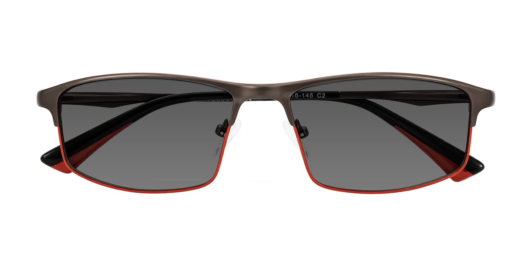 Folded Front of Monnow in Gray/Red with Medium Gray Tinted Lenses