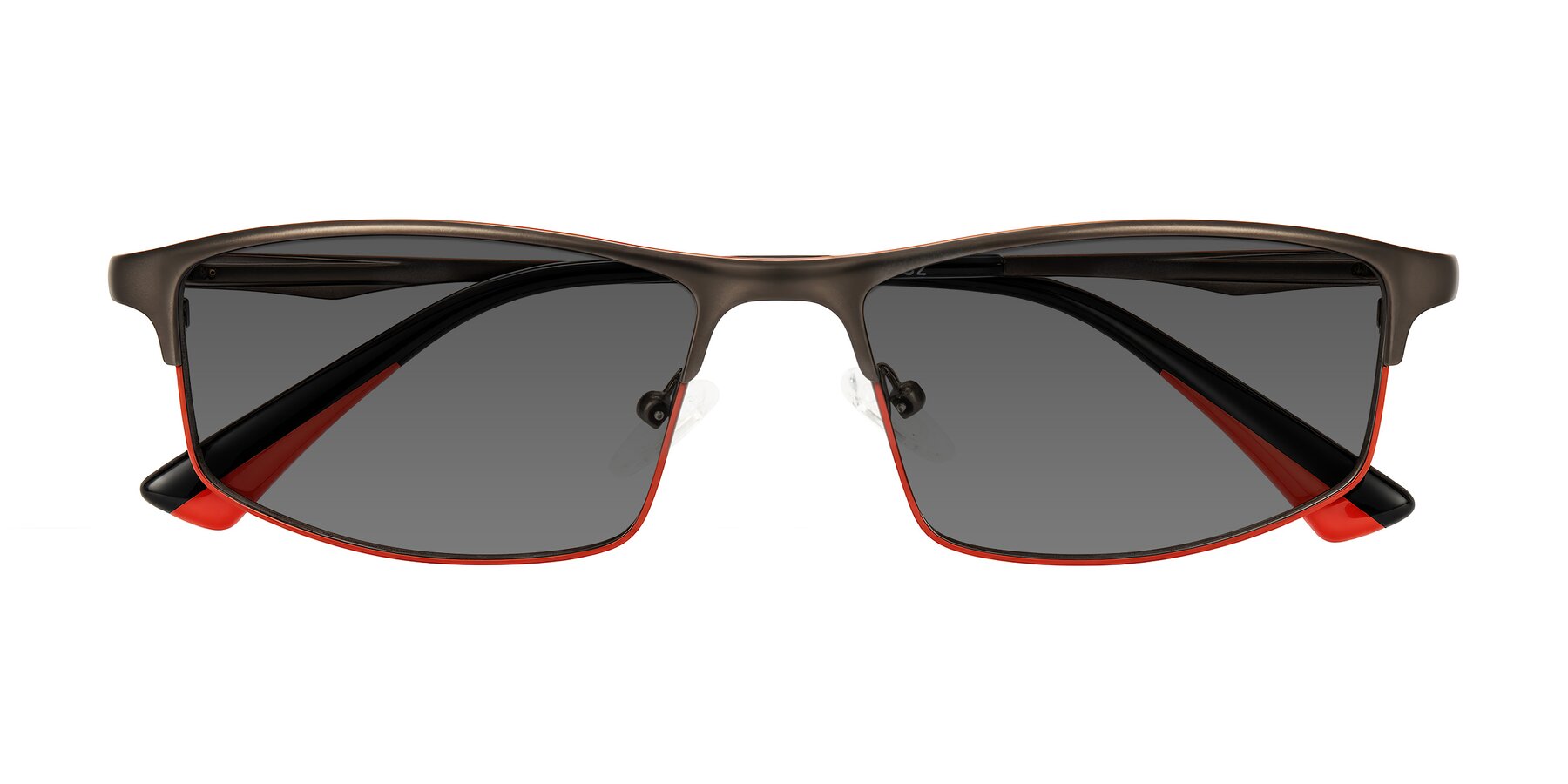 Folded Front of Monnow in Gray/Red with Medium Gray Tinted Lenses