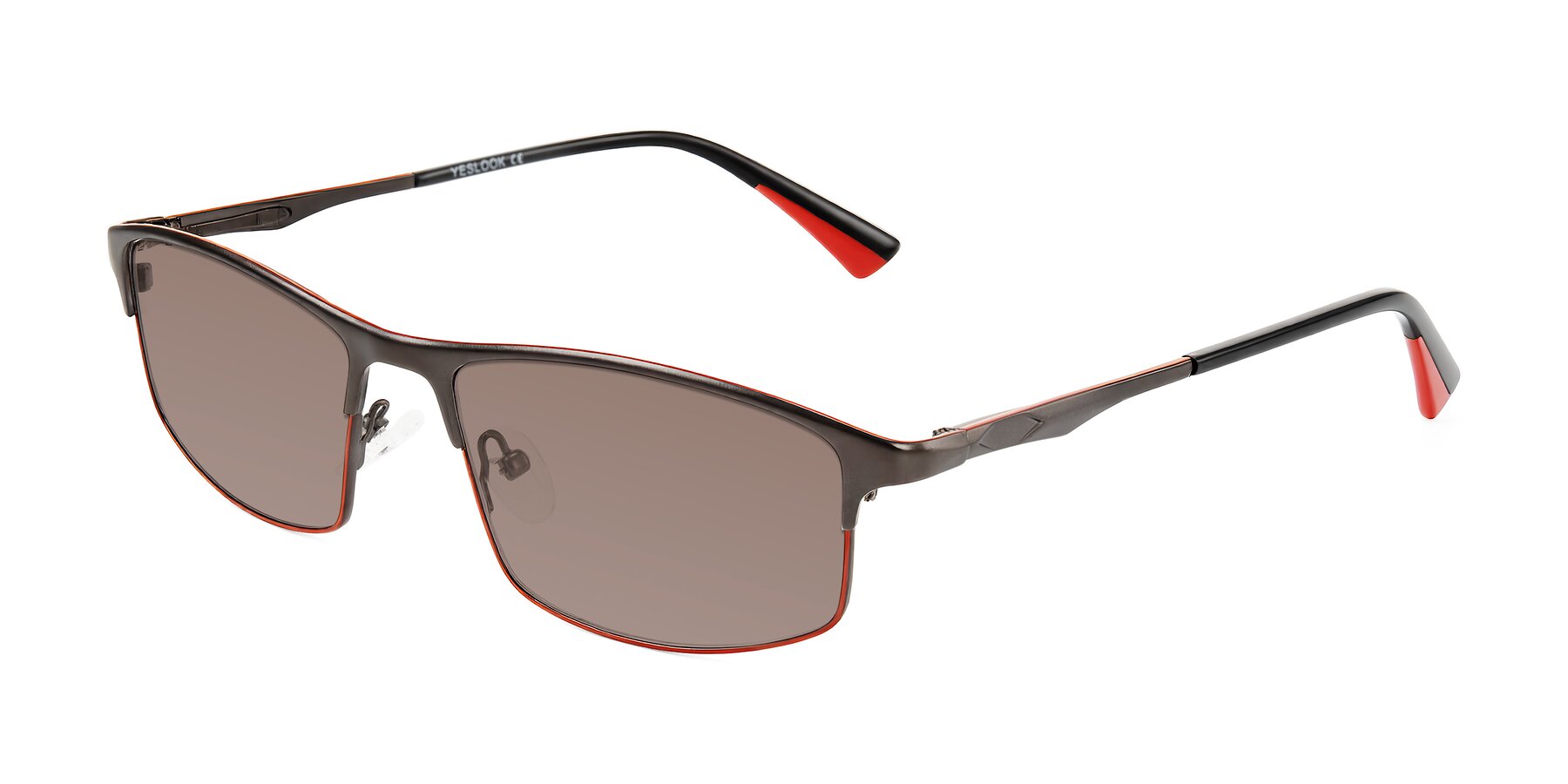 Angle of Monnow in Gray/Red with Medium Brown Tinted Lenses