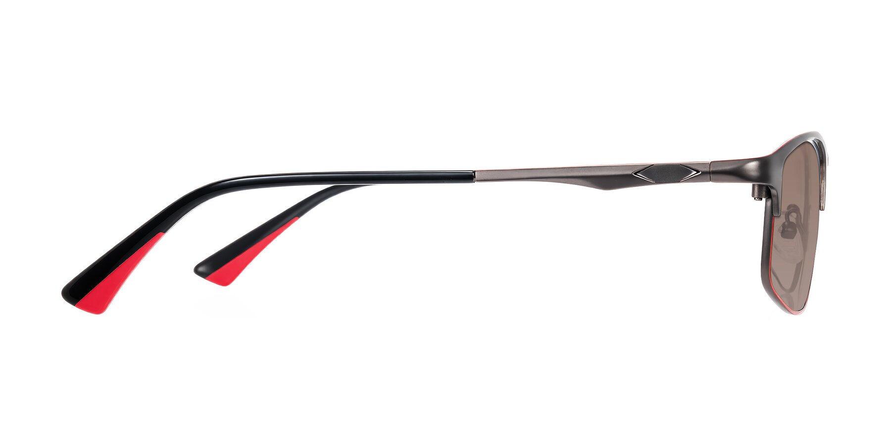 Side of Monnow in Gray/Red with Medium Brown Tinted Lenses