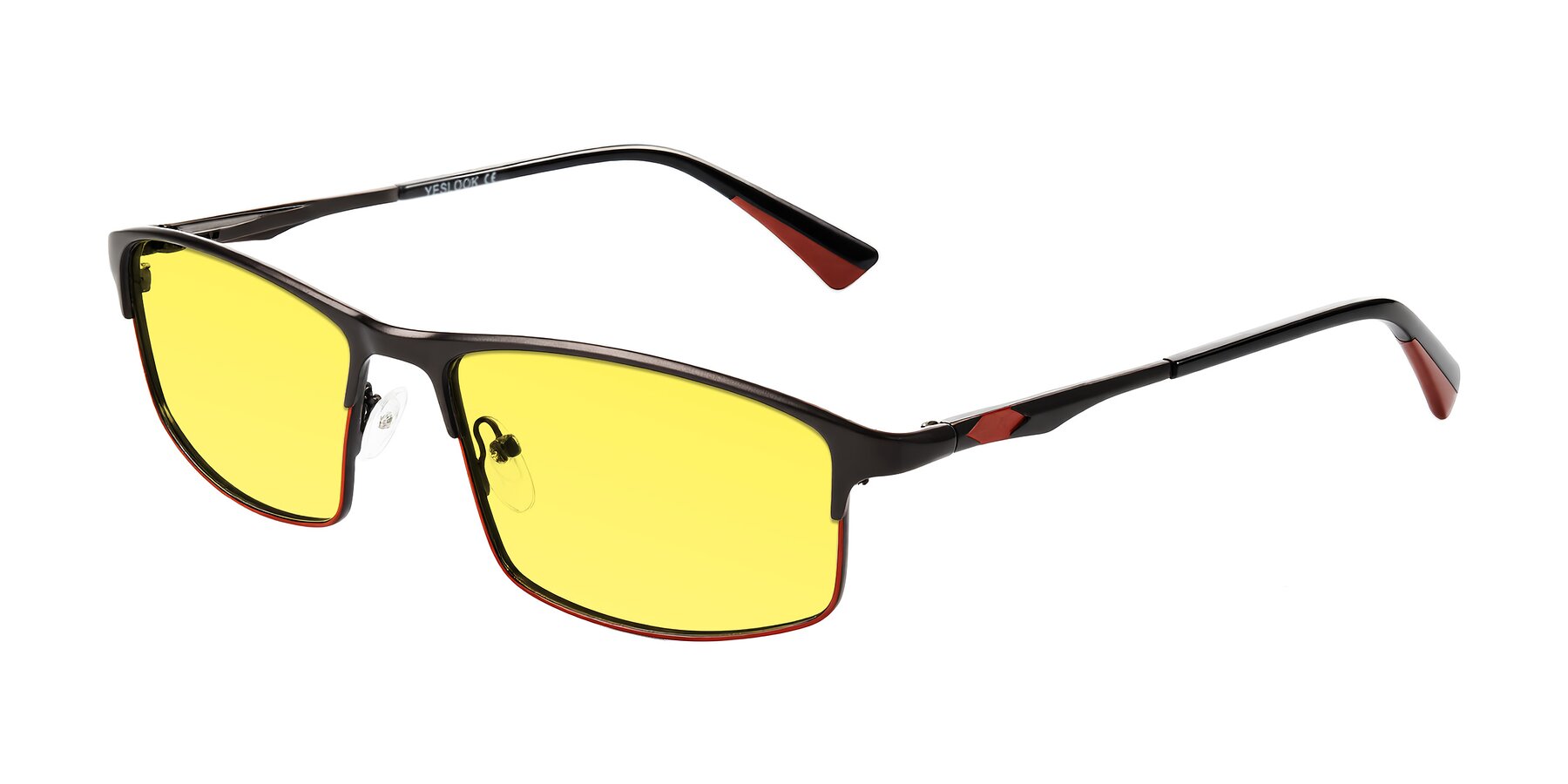 Angle of Monnow in Gray/Red with Medium Yellow Tinted Lenses