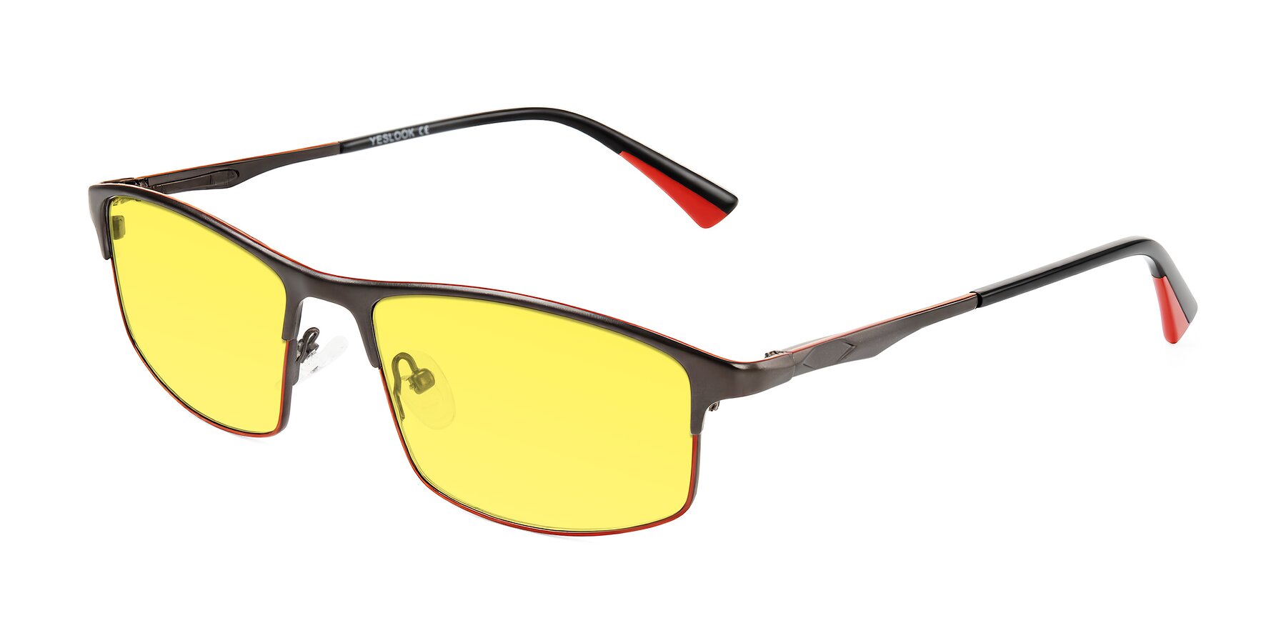 Angle of Monnow in Gray/Red with Medium Yellow Tinted Lenses