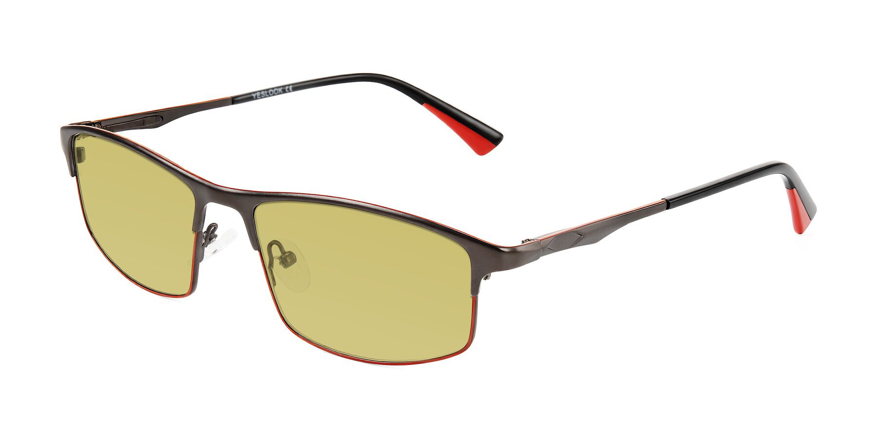 Angle of Monnow in Gray/Red with Medium Champagne Tinted Lenses