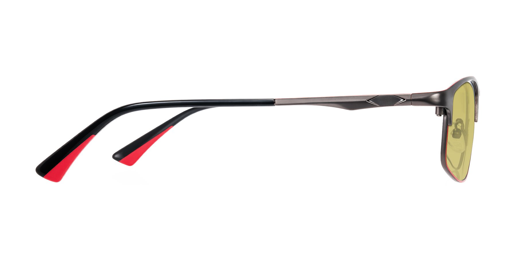 Side of Monnow in Gray/Red with Medium Champagne Tinted Lenses
