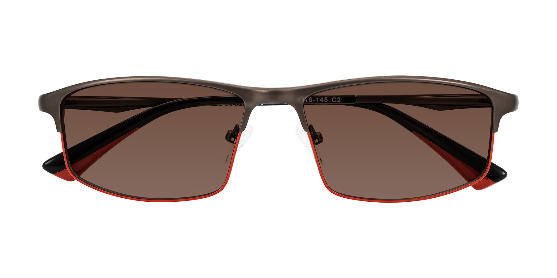 Folded Front of Monnow in Gray/Red with Brown Tinted Lenses