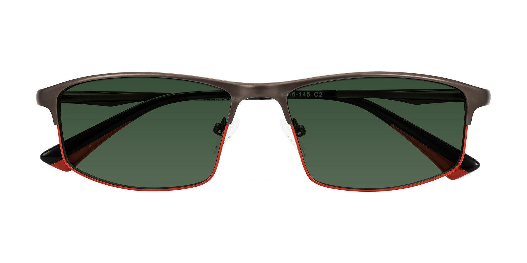 Folded Front of Monnow in Gray/Red with Green Tinted Lenses