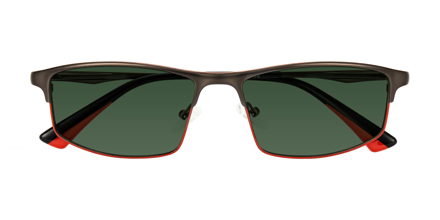 Folded Front of Monnow in Gray/Red with Green Tinted Lenses
