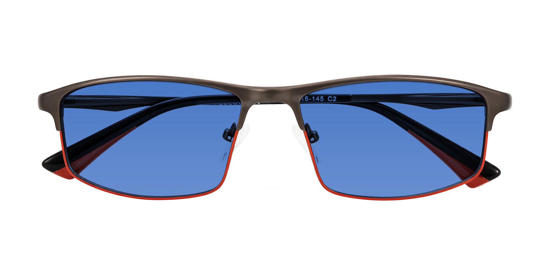 Folded Front of Monnow in Gray/Red with Blue Tinted Lenses