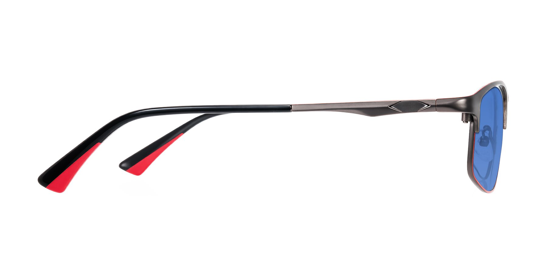 Side of Monnow in Gray/Red with Blue Tinted Lenses