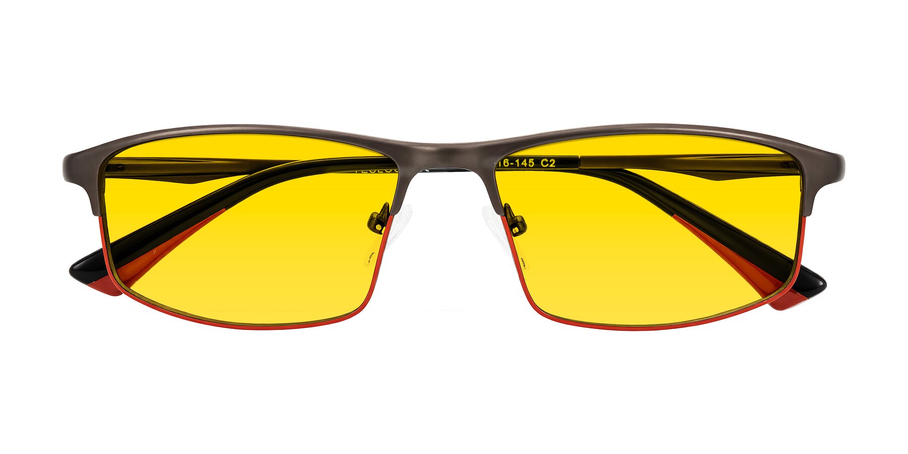 Folded Front of Monnow in Gray/Red with Yellow Tinted Lenses