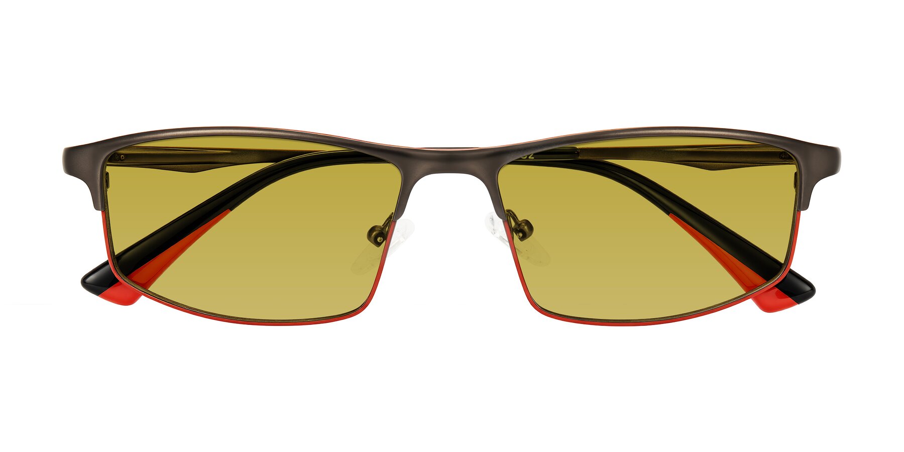 Folded Front of Monnow in Gray/Red with Champagne Tinted Lenses
