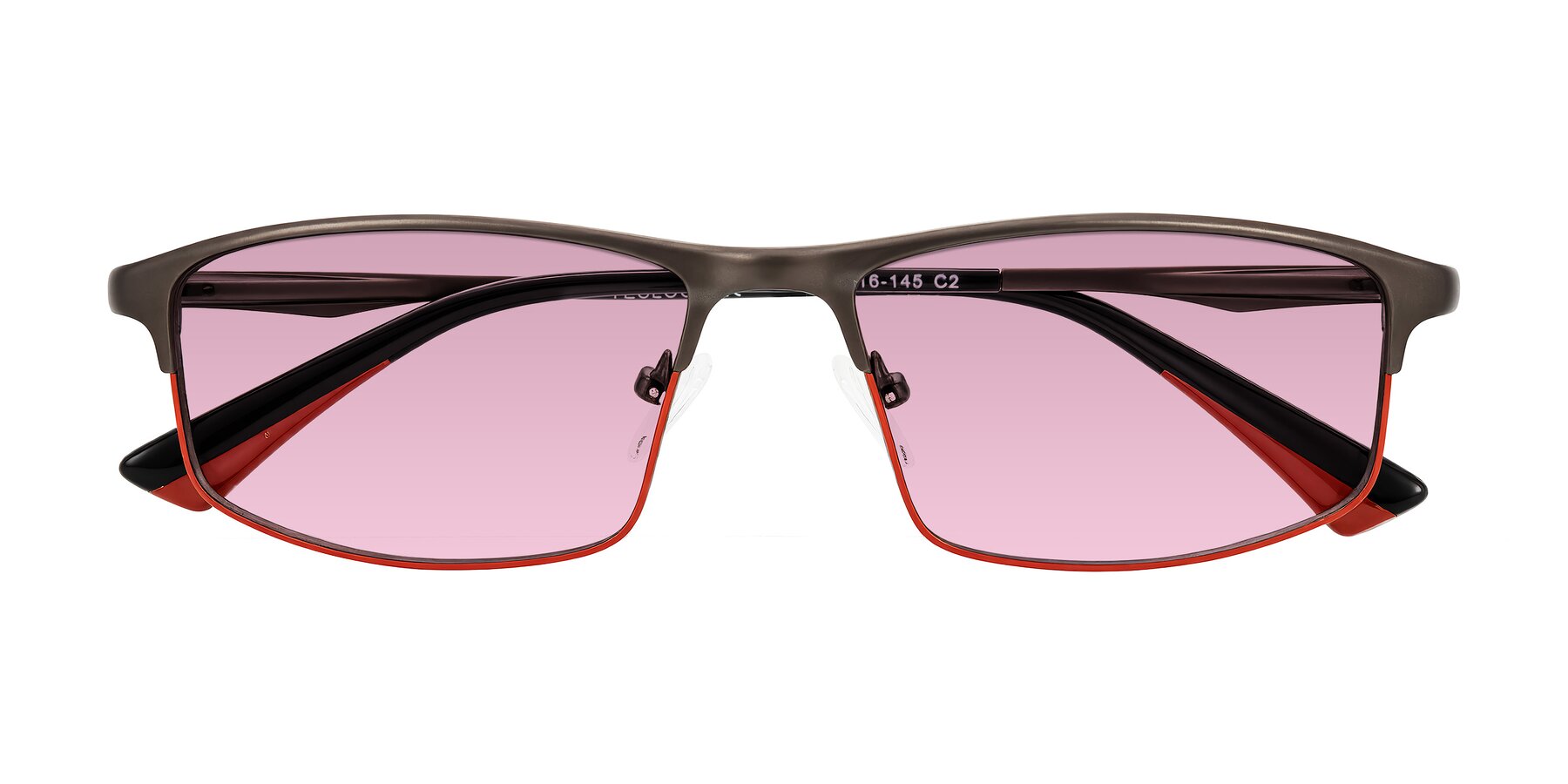Folded Front of Monnow in Gray/Red with Light Wine Tinted Lenses