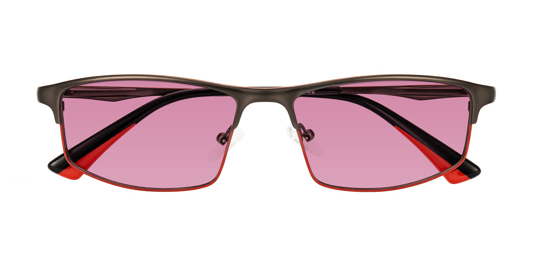 Folded Front of Monnow in Gray/Red with Medium Wine Tinted Lenses