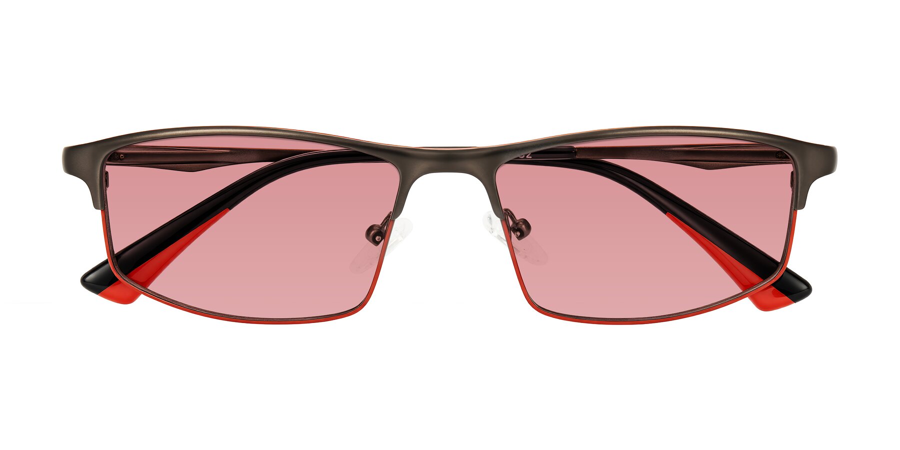 Folded Front of Monnow in Gray/Red with Medium Garnet Tinted Lenses