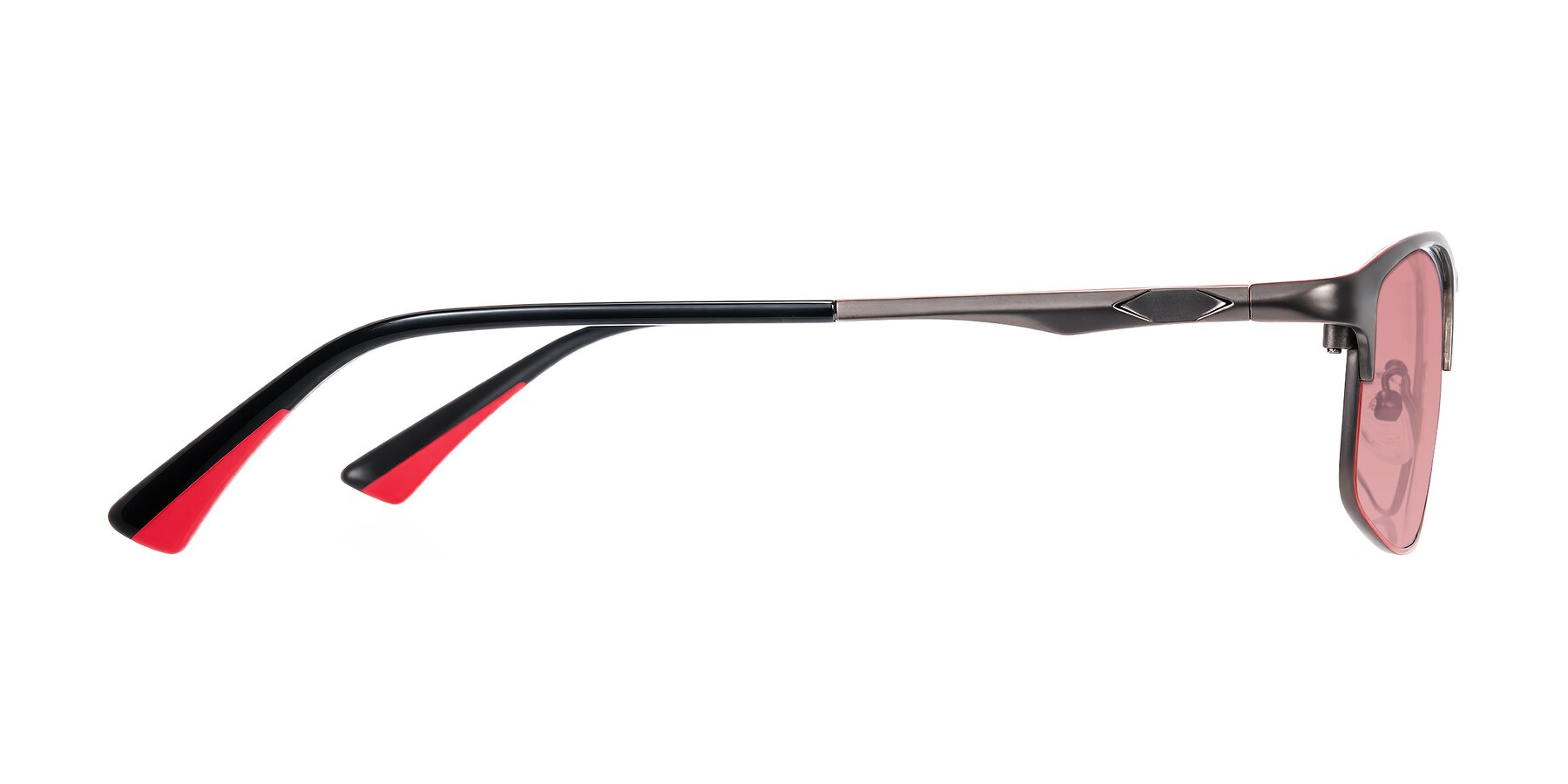 Side of Monnow in Gray/Red with Medium Garnet Tinted Lenses