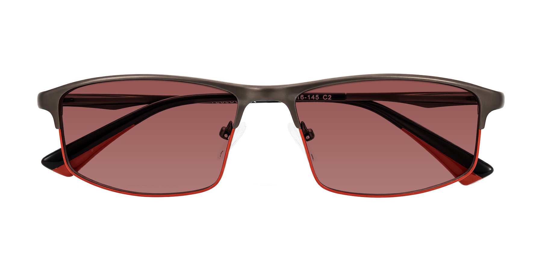 Folded Front of Monnow in Gray/Red with Garnet Tinted Lenses