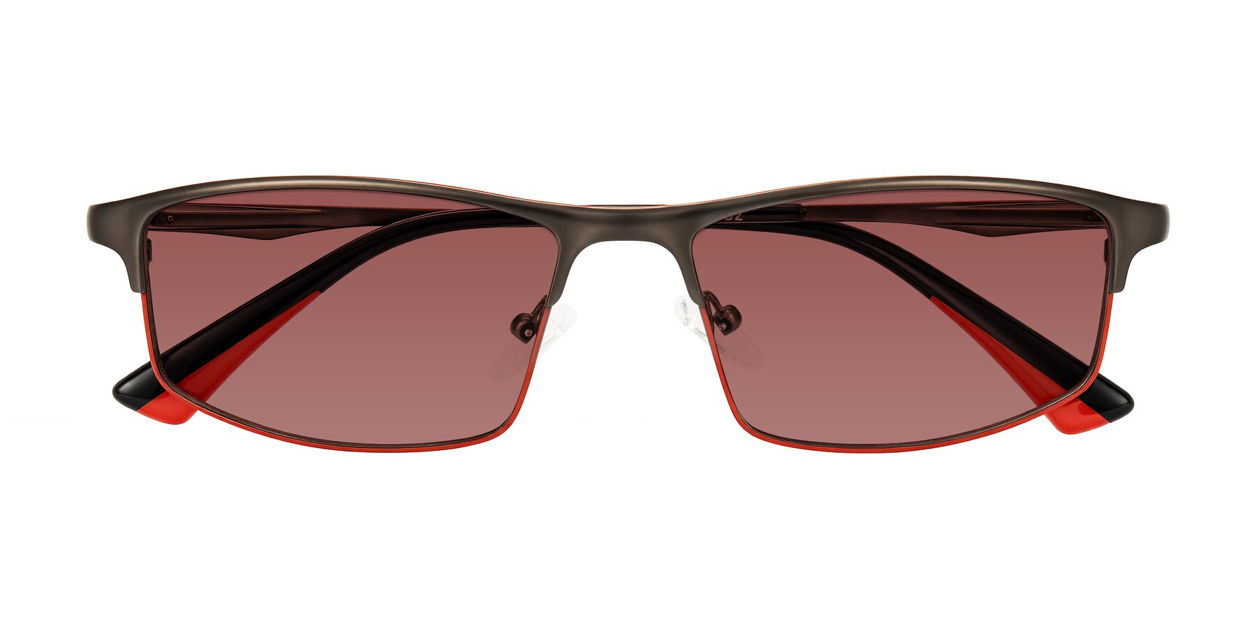 Folded Front of Monnow in Gray/Red with Garnet Tinted Lenses