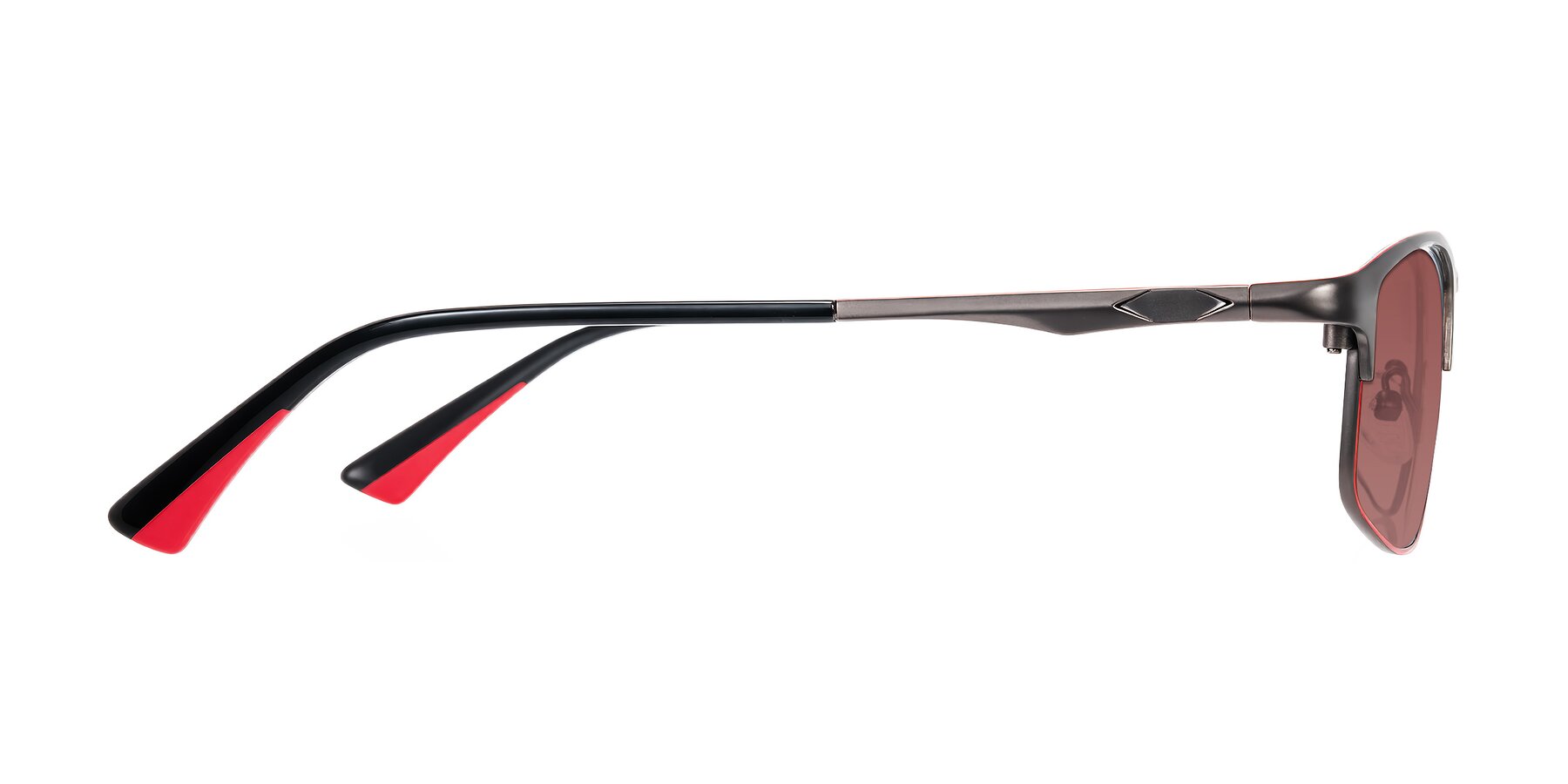 Side of Monnow in Gray/Red with Garnet Tinted Lenses
