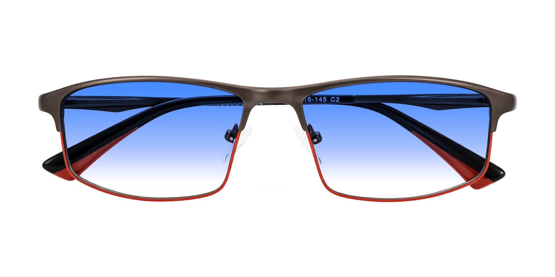Folded Front of Monnow in Gray/Red with Blue Gradient Lenses