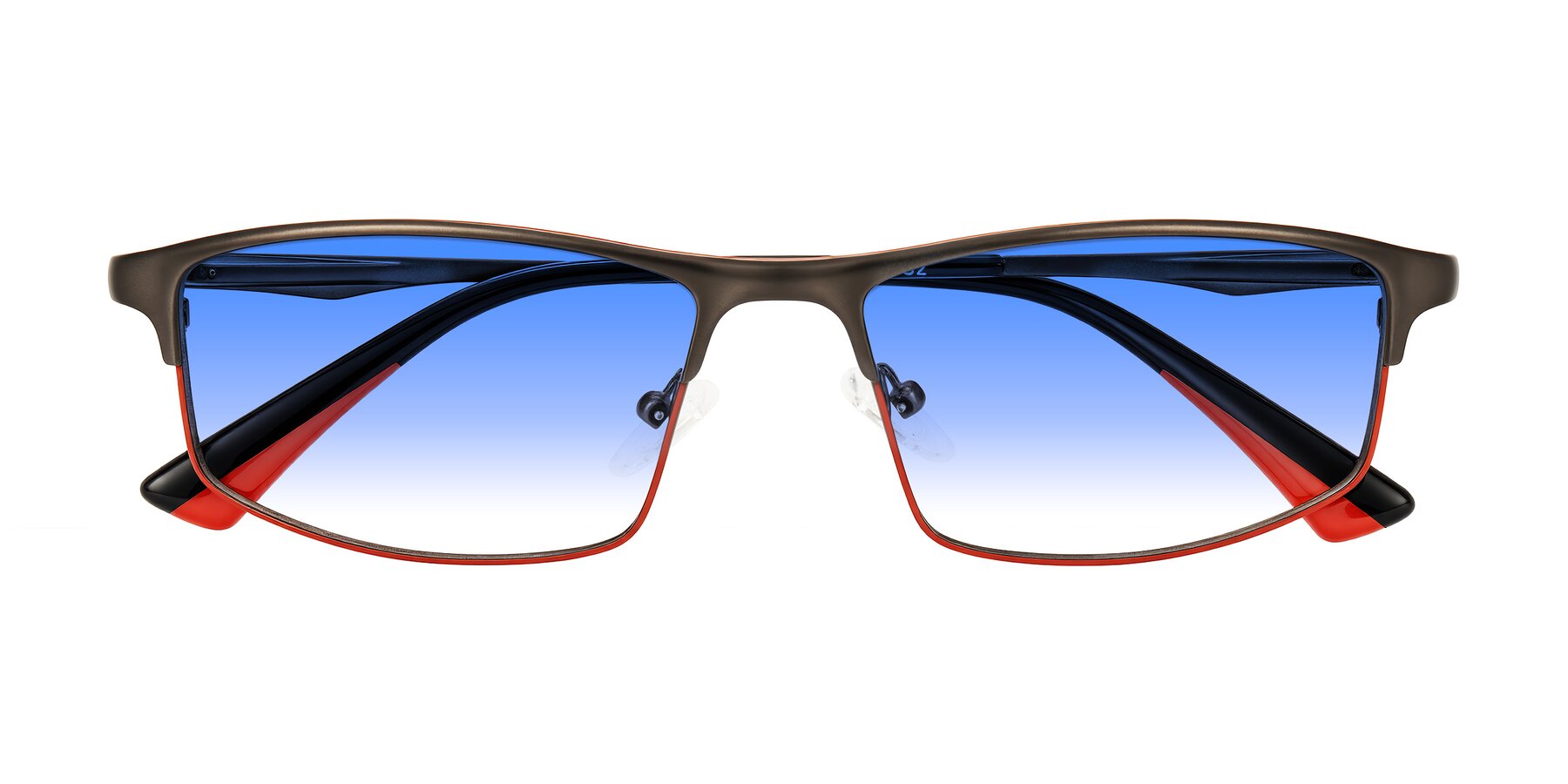 Folded Front of Monnow in Gray/Red with Blue Gradient Lenses