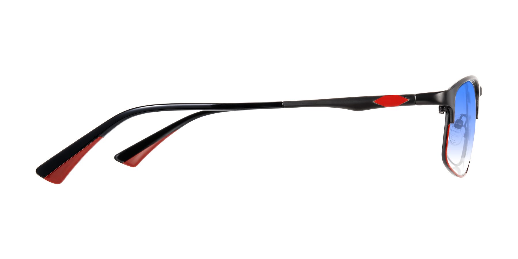 Side of Monnow in Gray/Red with Blue Gradient Lenses