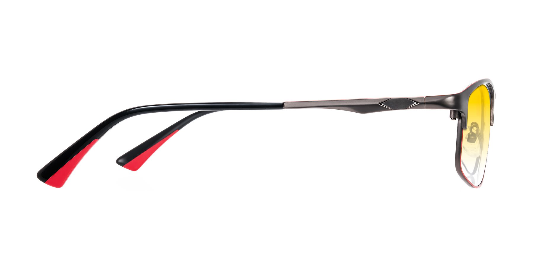 Side of Monnow in Gray/Red with Yellow Gradient Lenses