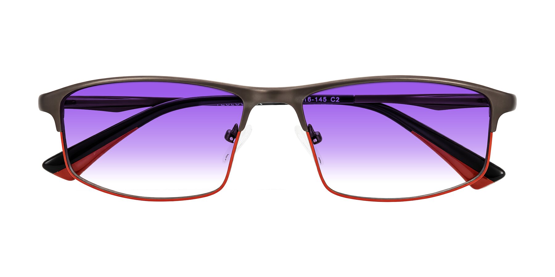 Folded Front of Monnow in Gray/Red with Purple Gradient Lenses