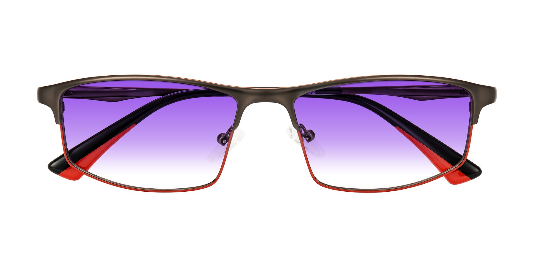 Folded Front of Monnow in Gray/Red with Purple Gradient Lenses