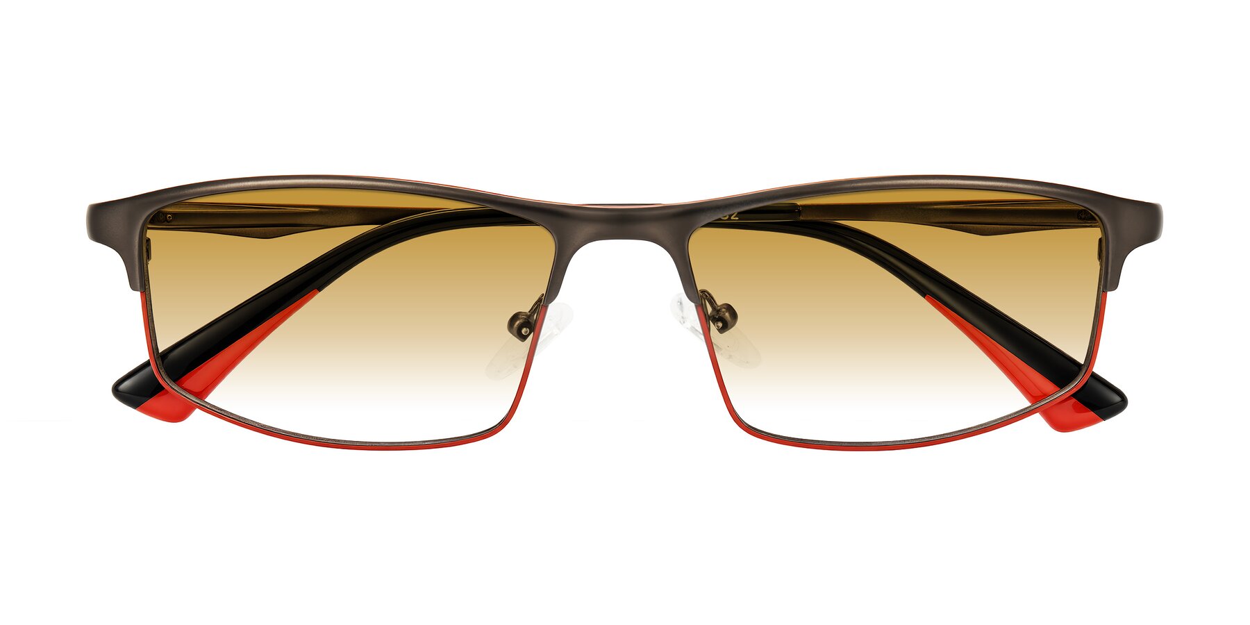 Folded Front of Monnow in Gray/Red with Champagne Gradient Lenses