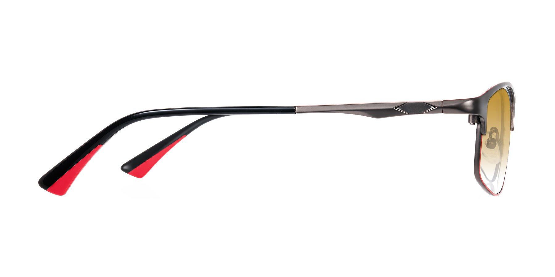 Side of Monnow in Gray/Red with Champagne Gradient Lenses