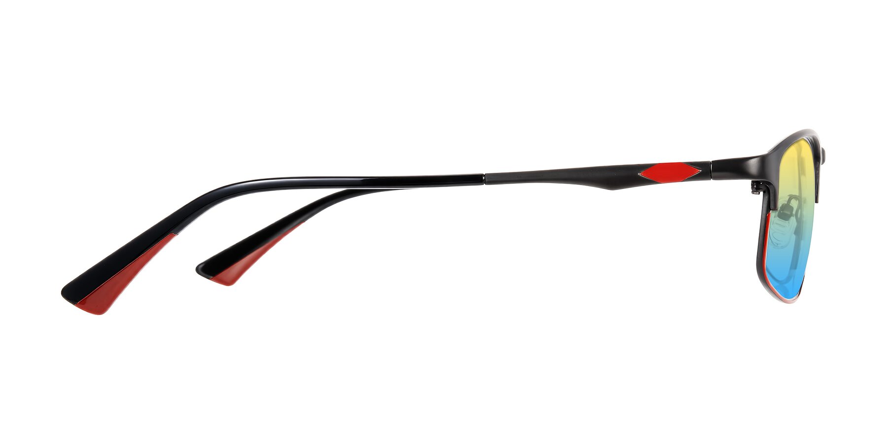 Side of Monnow in Gray/Red with Yellow / Blue Gradient Lenses