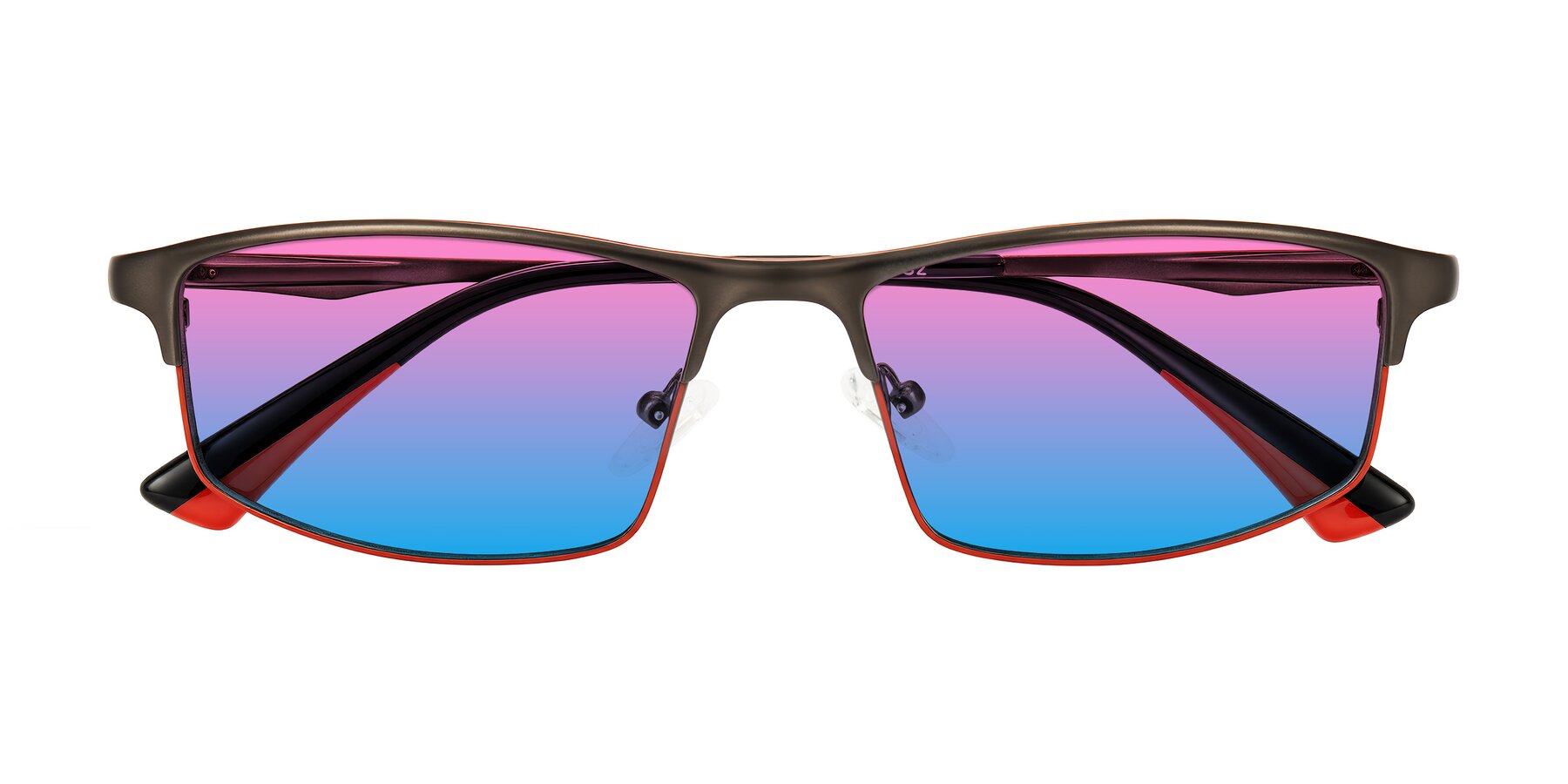 Folded Front of Monnow in Gray/Red with Pink / Blue Gradient Lenses