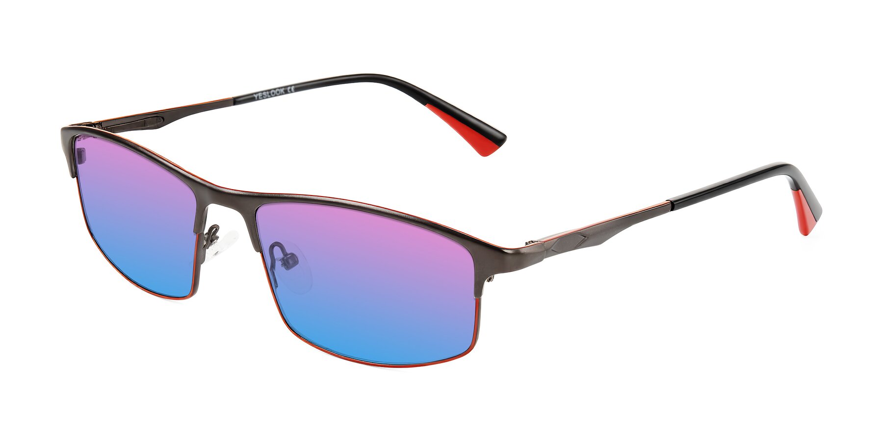 Angle of Monnow in Gray/Red with Pink / Blue Gradient Lenses