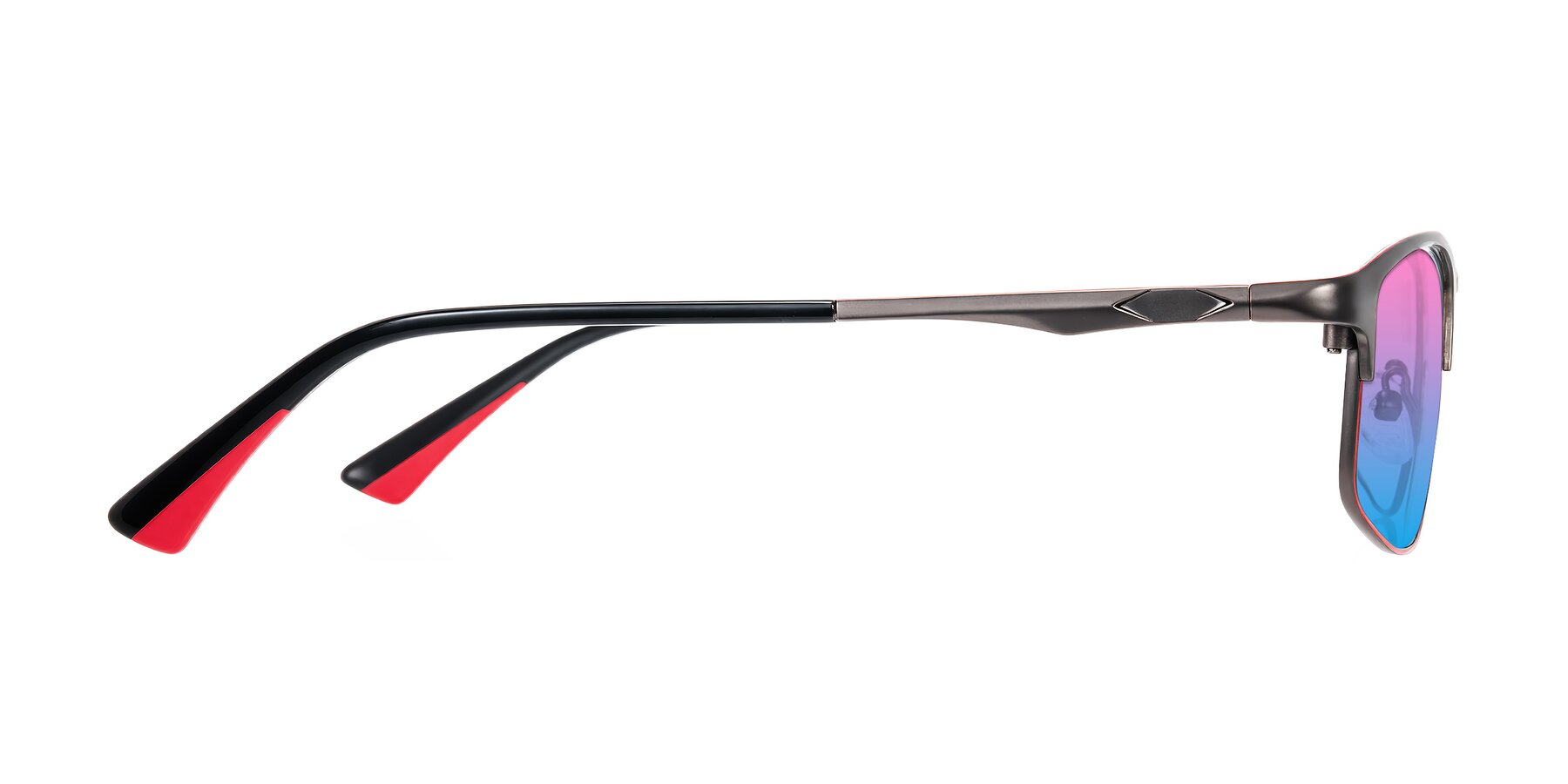 Side of Monnow in Gray/Red with Pink / Blue Gradient Lenses
