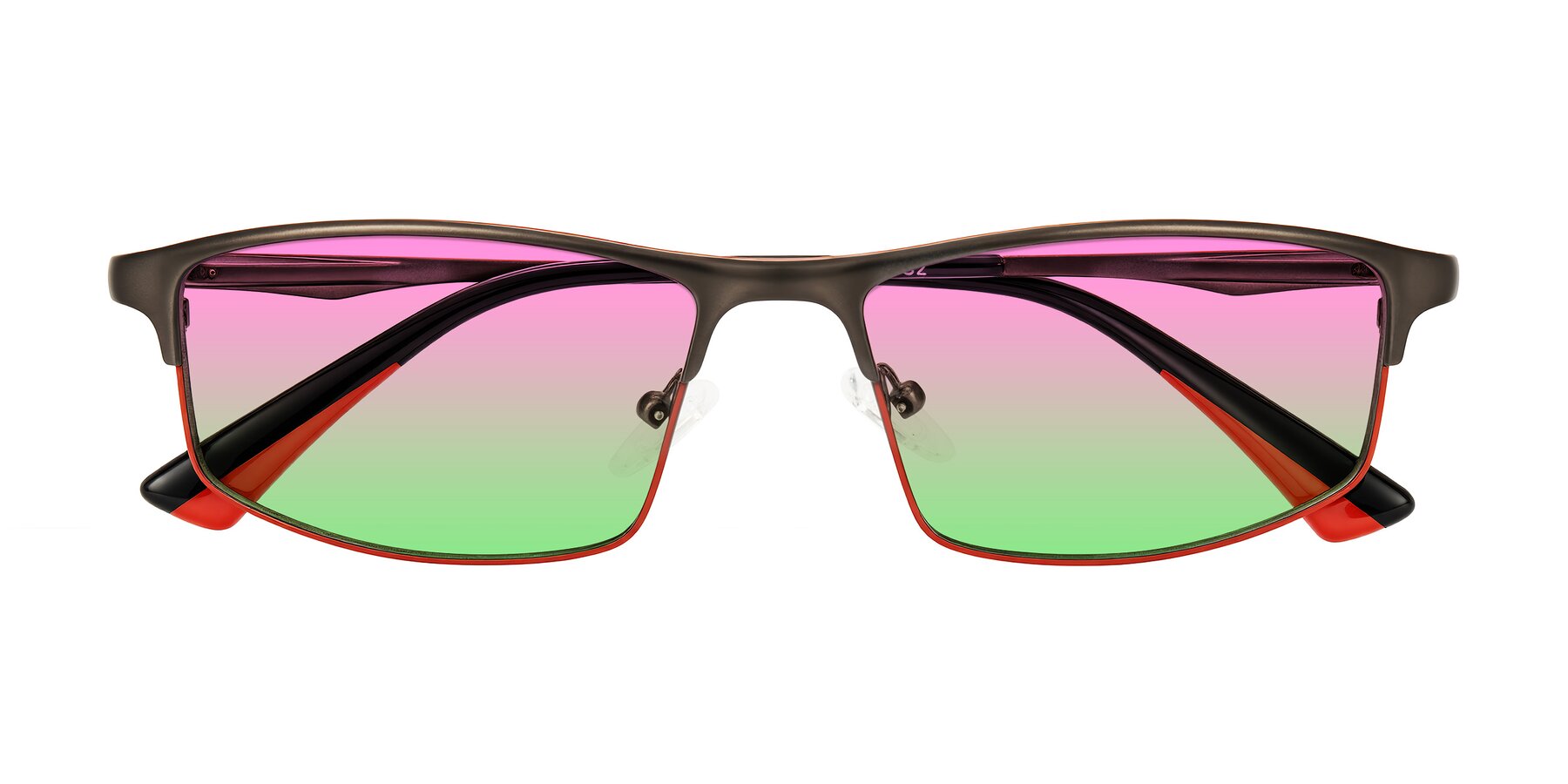 Folded Front of Monnow in Gray/Red with Pink / Green Gradient Lenses