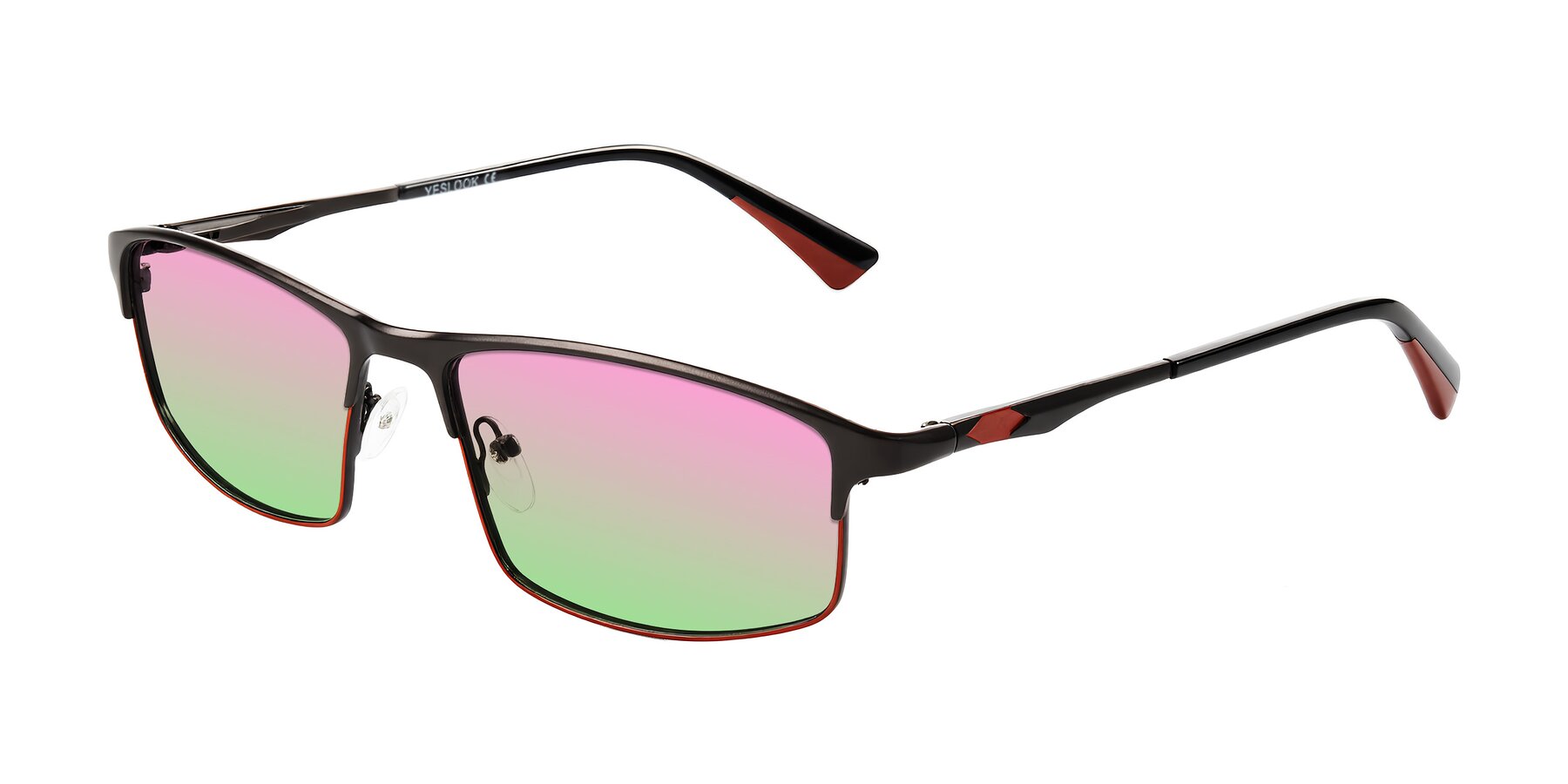 Angle of Monnow in Gray/Red with Pink / Green Gradient Lenses