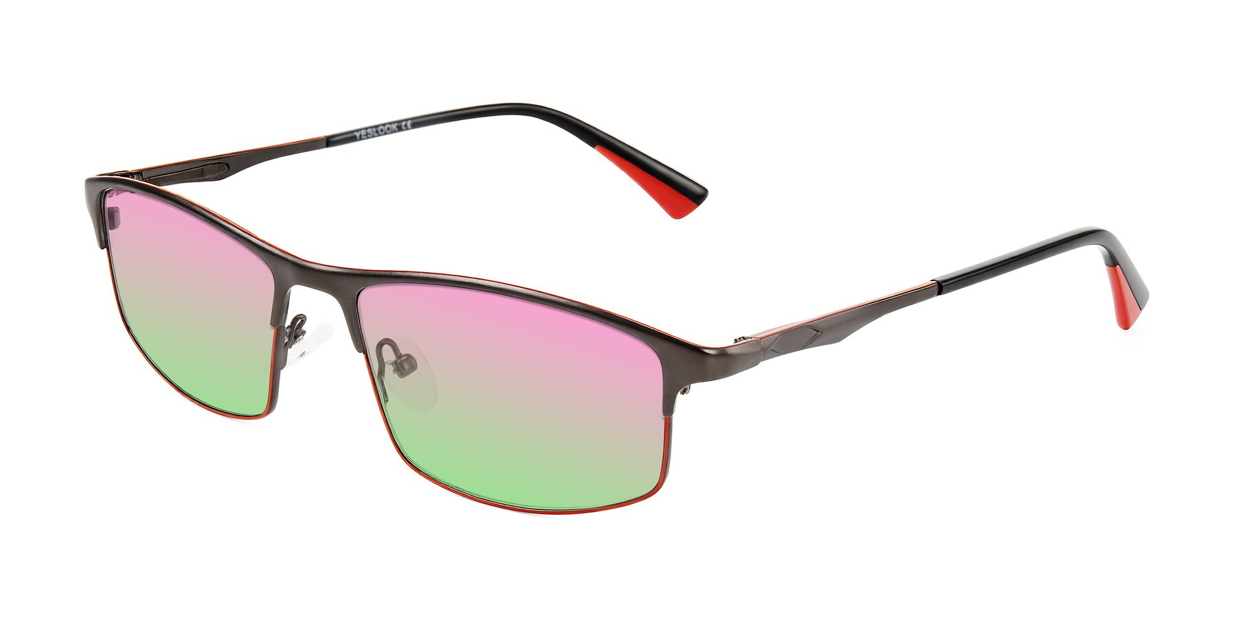 Angle of Monnow in Gray/Red with Pink / Green Gradient Lenses
