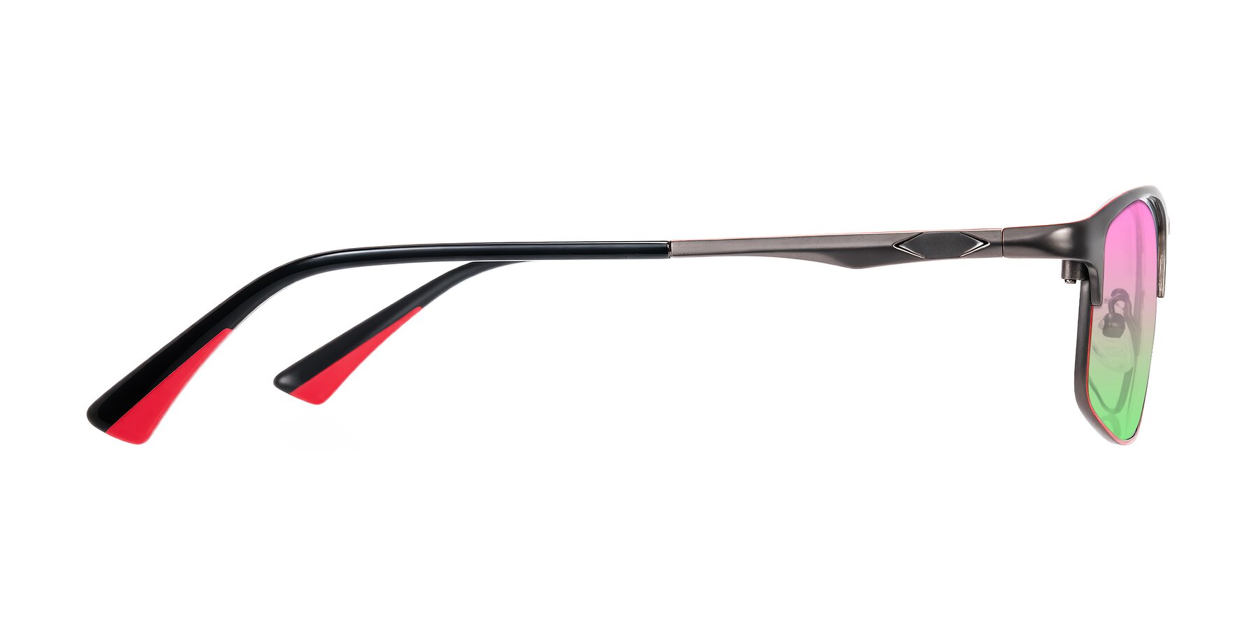 Side of Monnow in Gray/Red with Pink / Green Gradient Lenses