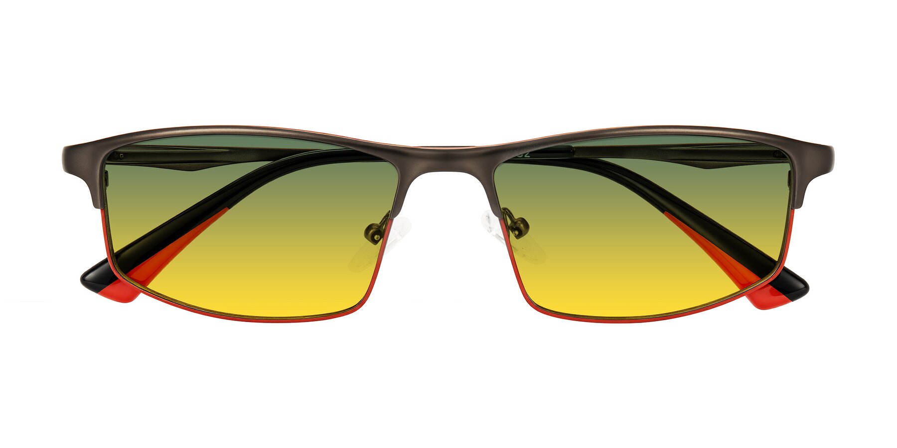 Folded Front of Monnow in Gray/Red with Green / Yellow Gradient Lenses