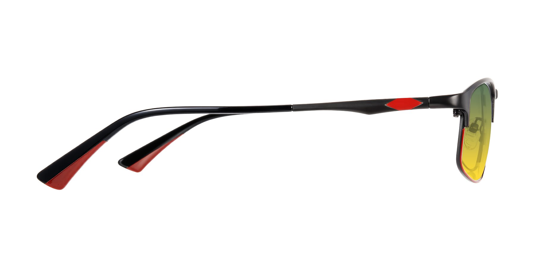 Side of Monnow in Gray/Red with Green / Yellow Gradient Lenses