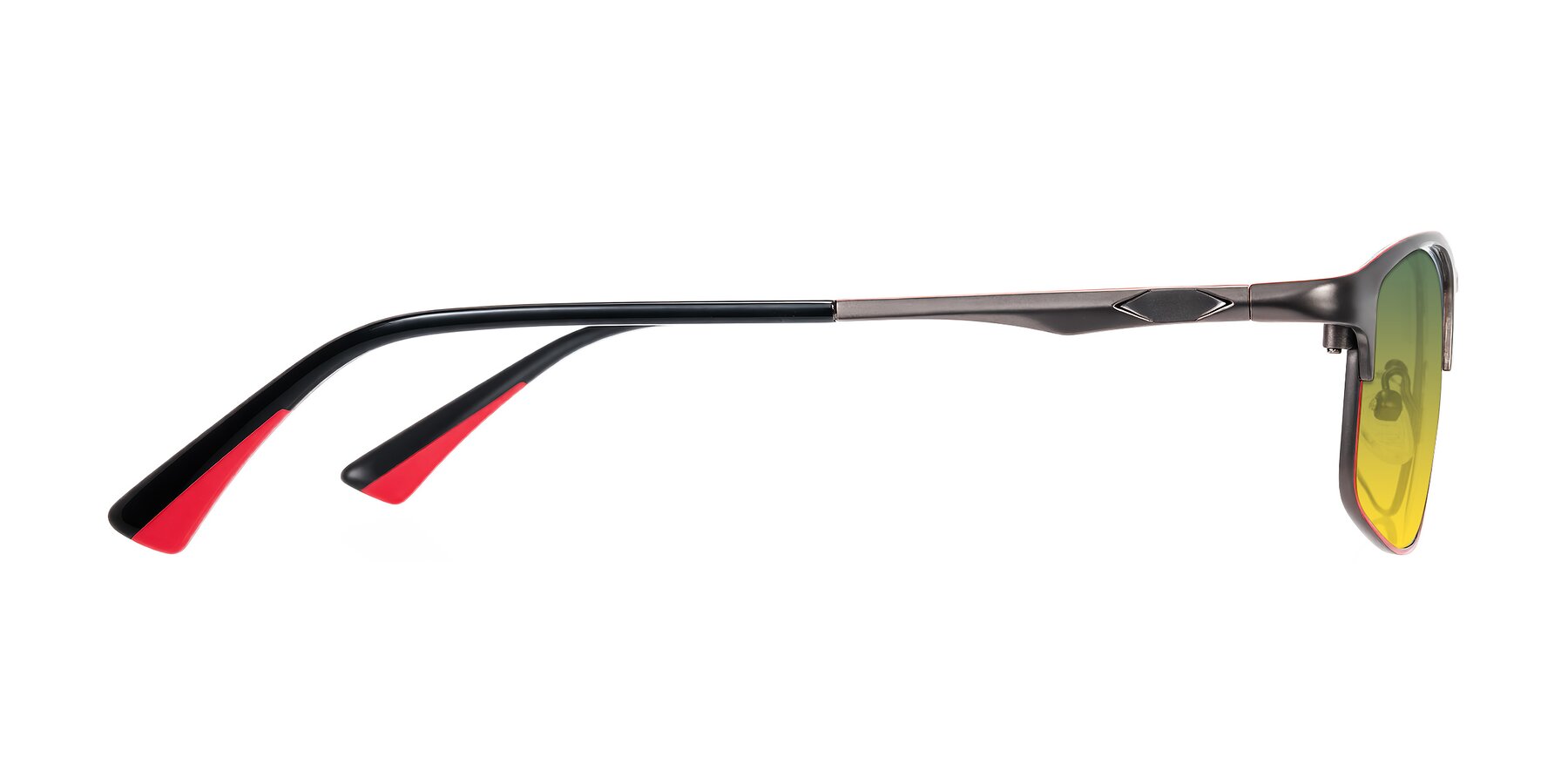 Side of Monnow in Gray/Red with Green / Yellow Gradient Lenses