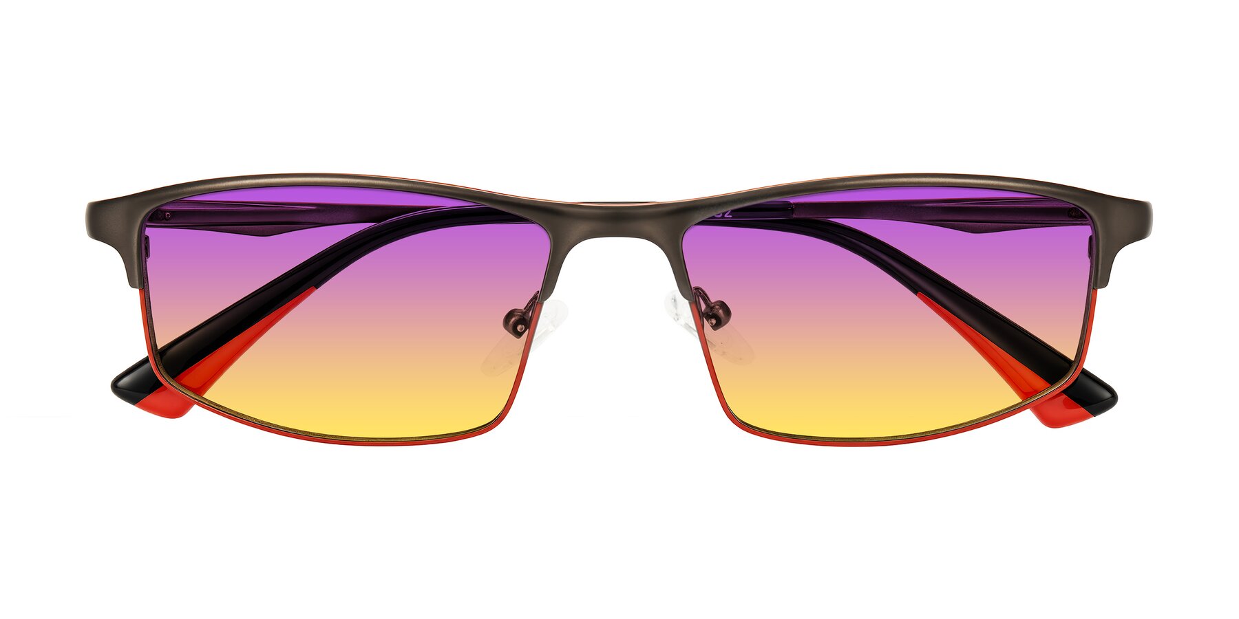 Folded Front of Monnow in Gray/Red with Purple / Yellow Gradient Lenses