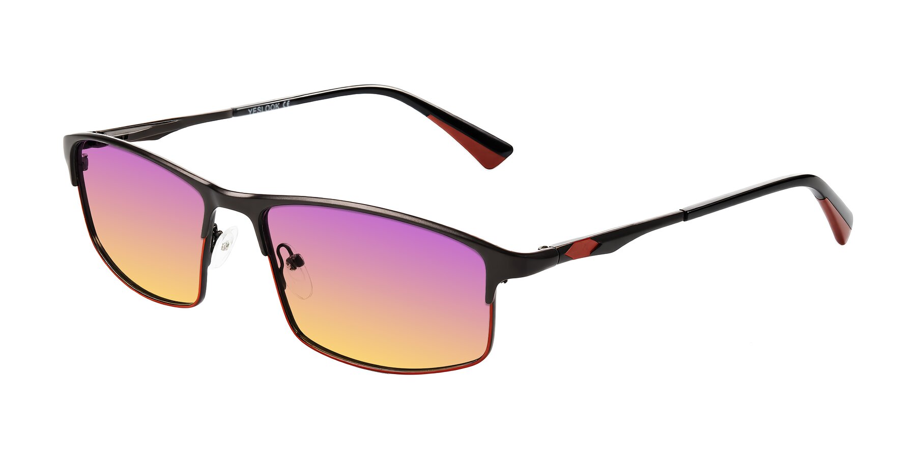 Angle of Monnow in Gray/Red with Purple / Yellow Gradient Lenses