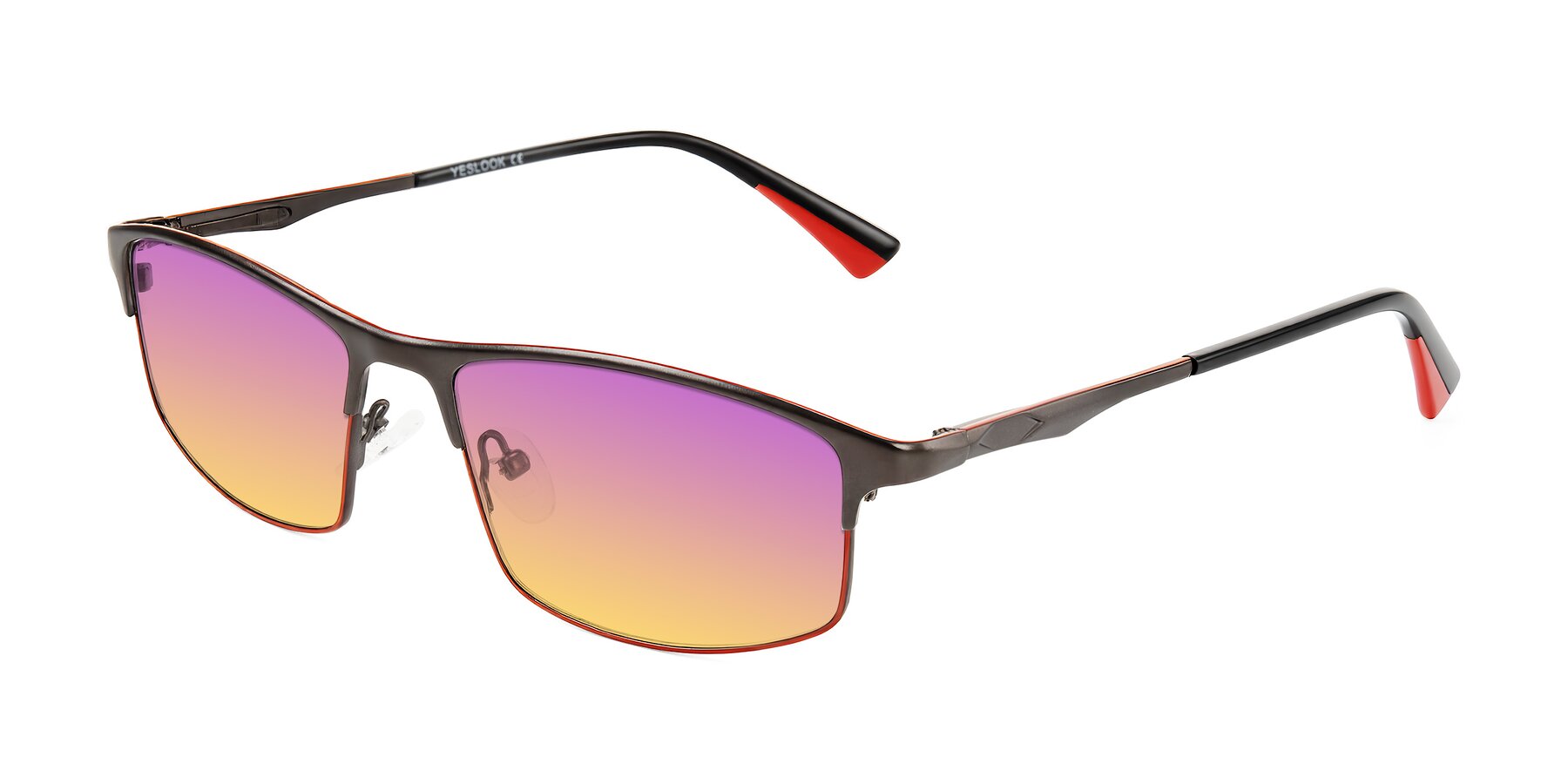 Angle of Monnow in Gray/Red with Purple / Yellow Gradient Lenses