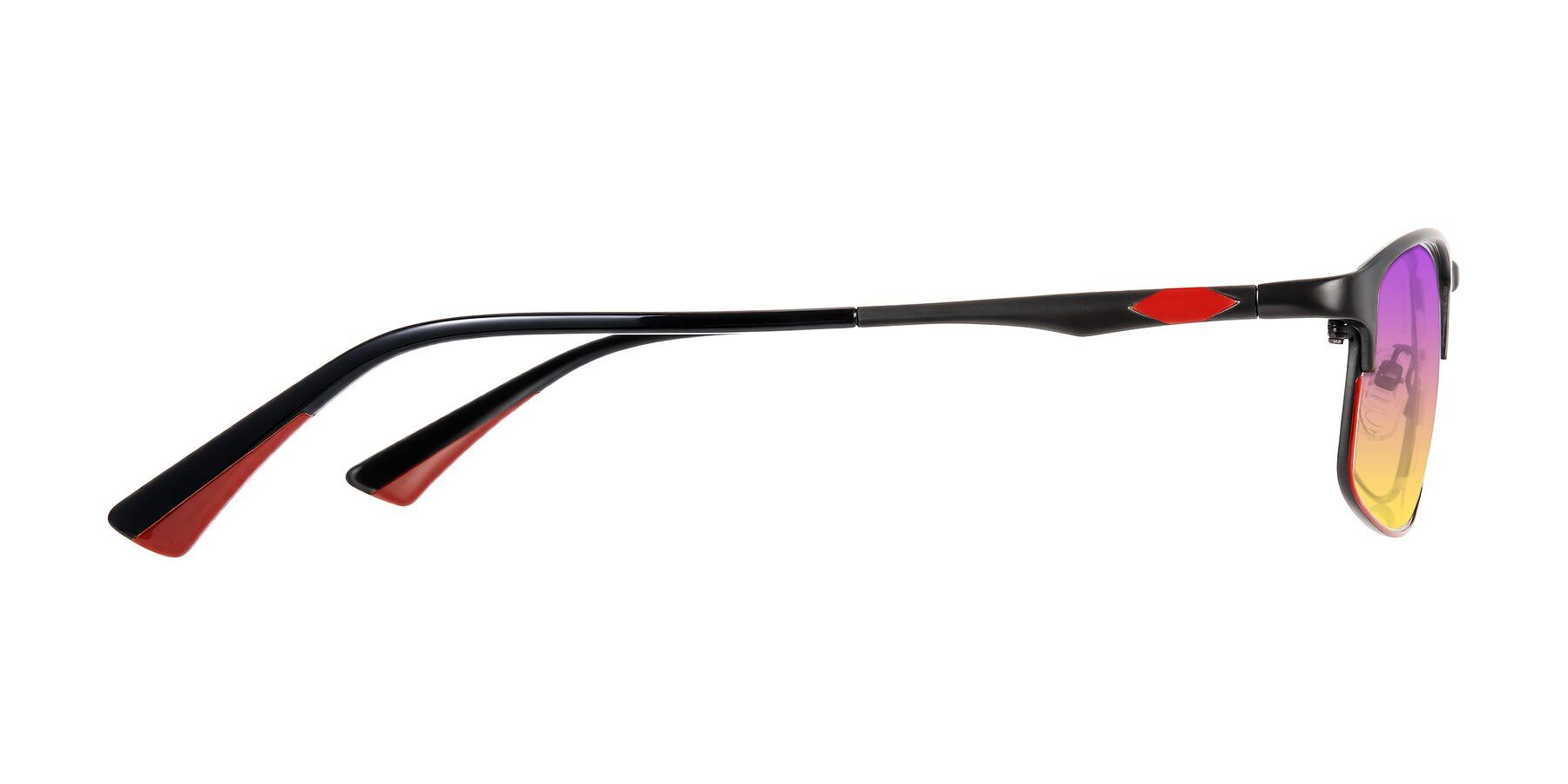 Side of Monnow in Gray/Red with Purple / Yellow Gradient Lenses